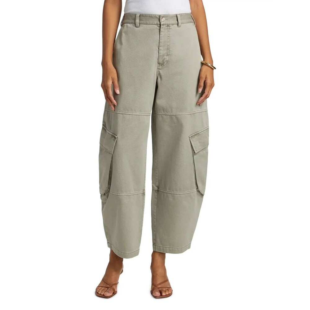 FRAME Women’s The Bubble Cargo Pants size 28 Sage Green Barrel Leg Balloon